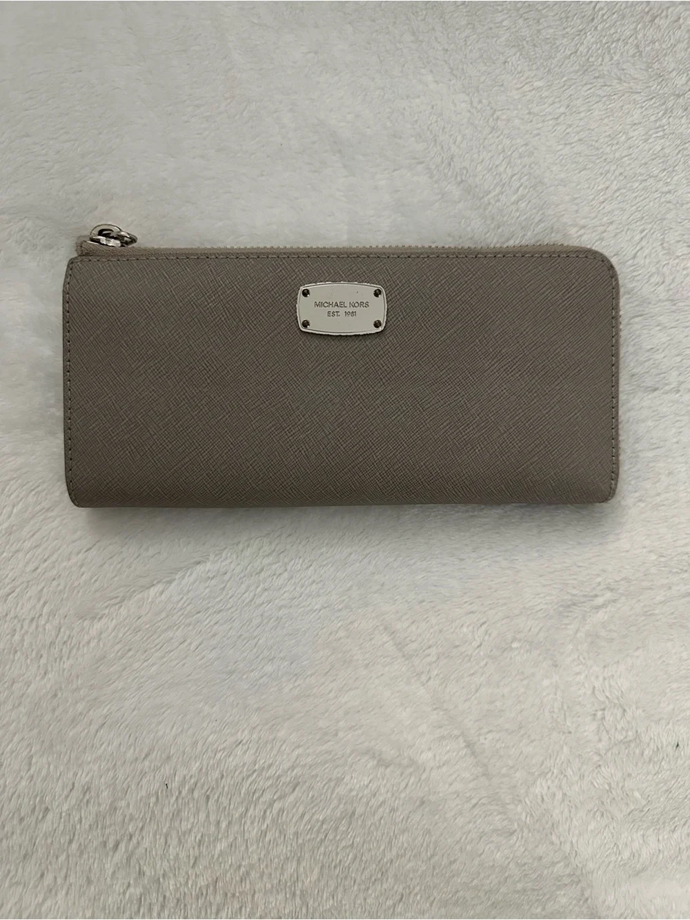 Michael Kors Grey Zip-Around Saffiano Wallet